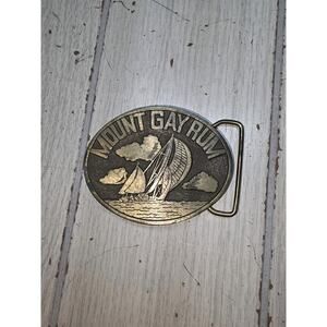 Vtg Mount Gay Rum Belt Buckle USA Western Sailboat Sterling Martin Co Nautical